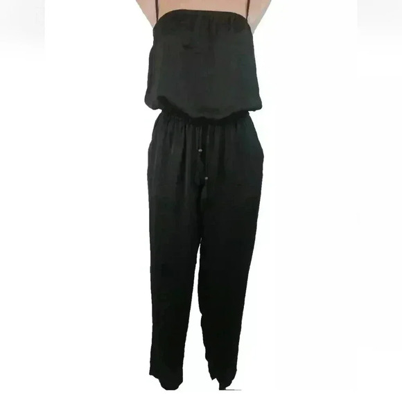 J Crew Crepe Tassel Drawstring Waist Womens Sz S Black Jumpsuit - Picture 1 of 7